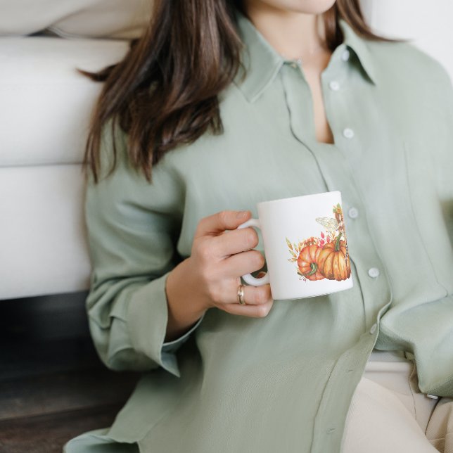 Taza De Café Hadas forestales y Bouquet de calabaza otoñal (Subido por el creador)