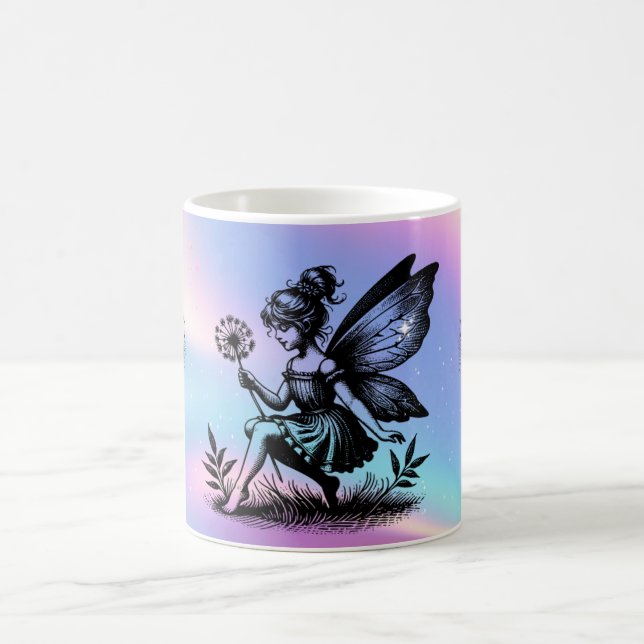 Taza De Café hadas mágicas en fantasía holográfica (Centro)