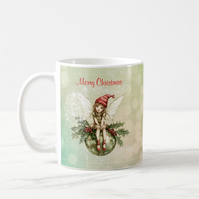 Taza De Café Hadas Navidades escuetas en un ornamento (Izquierda)