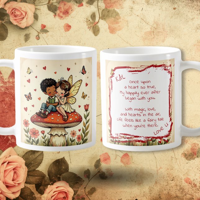 Taza De Café Hadas románticas dulces y poema de amor (Subido por el creador)