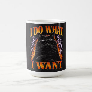 Taza De Café Hago lo que quiero Gato negro rebelde genial
