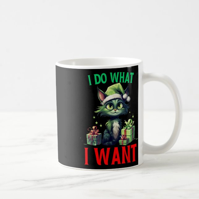 Taza De Café Hago lo que quiero Navidades de gatos divertidos (Derecha)