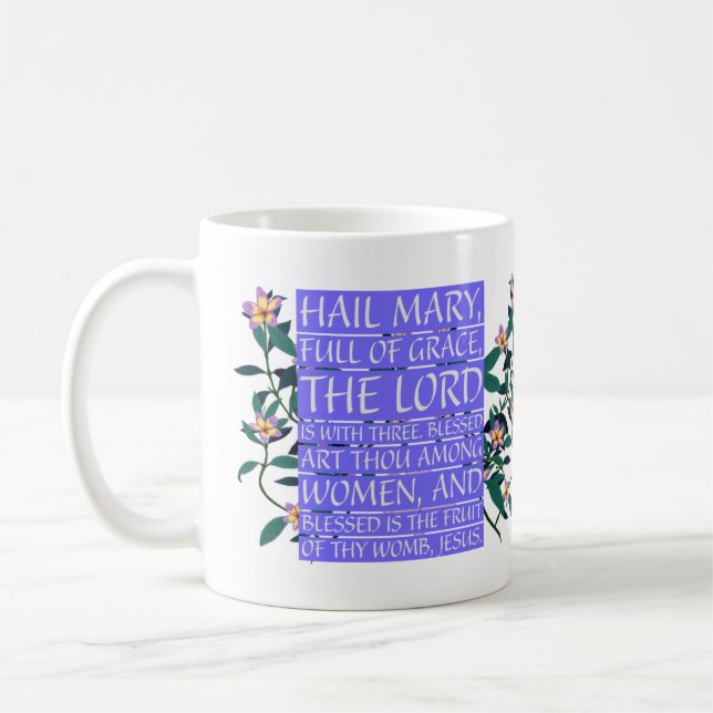 Taza De Café Hail Mary Ave Maria Oración católica latina/ingles (Izquierda)