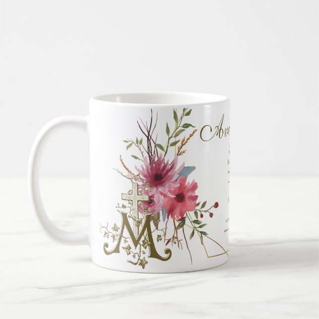 Taza De Café Hail Mary Prayer Ave Maria Latin (Izquierda)