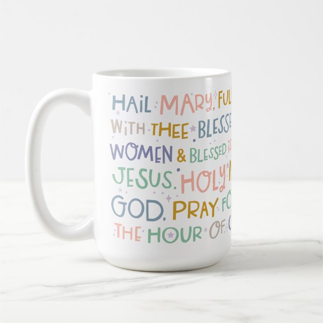 Taza De Café Hail Mary Prayer Mug | Café católico Mug (Izquierda)