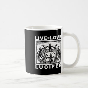 Taza De Café Hail Satan Live Love Lucifer Con Demonios Bailando