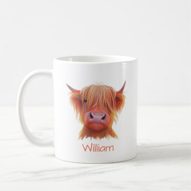 Taza De Café Hairy Cow, escocés personalizado (Izquierda)