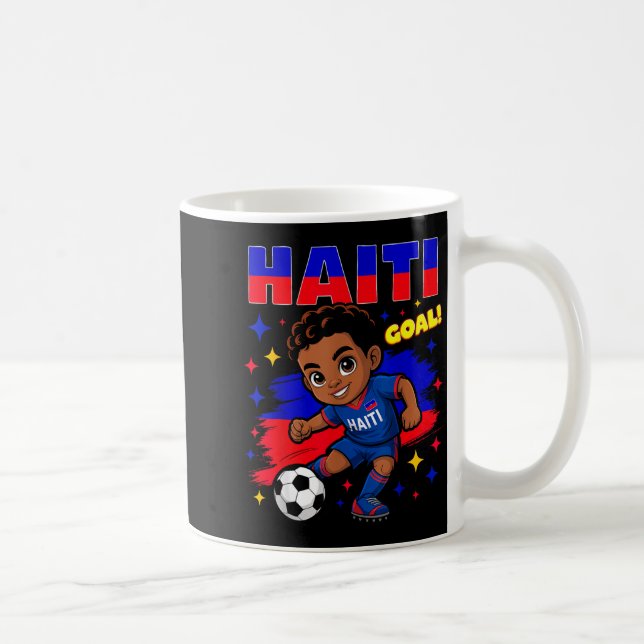 Taza De Café Haiti Soccer Kid Haitian Flag Soccer Player Footba (Derecha)