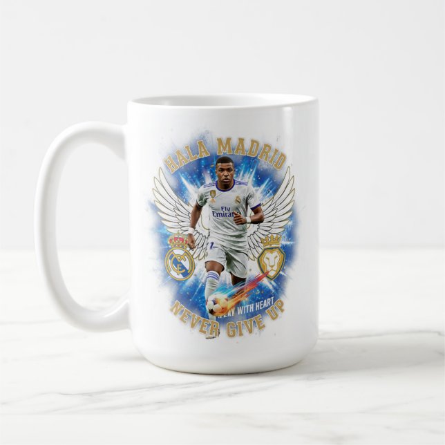 Taza De Café Hala Madrid Kylian Mb Never Give Up Mug (Izquierda)