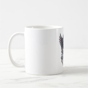 Taza De Café Halcón de batalla patriótico Águila y halcón Ameri