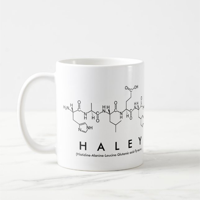Taza De Café Haley peptide name mug (Izquierda)
