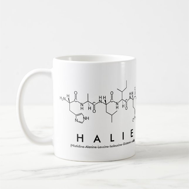 Taza De Café Halie peptide name mug (Izquierda)