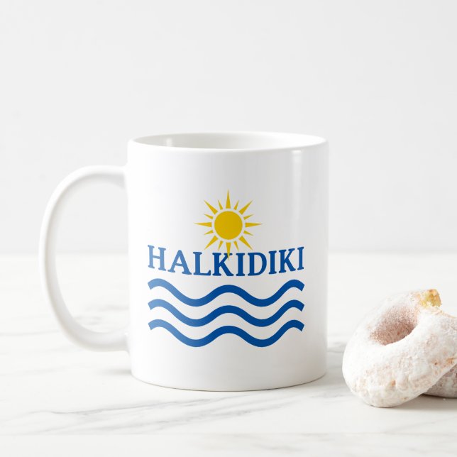 Taza De Café HALKIDIKI Grecia, ondas solares (Con donut)