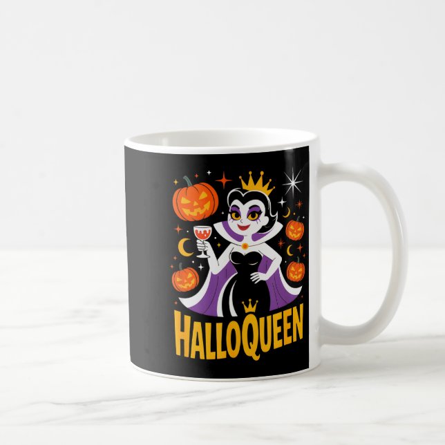 Taza De Café Halloqueen Retro Vamre Queen Halloween Pumpkins Ba (Derecha)