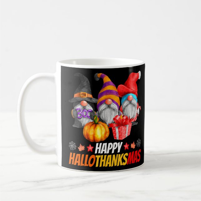 Taza De Café Hallothanksmas Gnomes Feliz Hallowthanksmas Hallow (Izquierda)