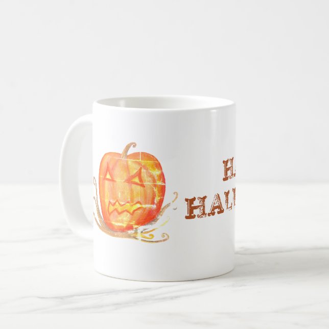 Taza De Café Halloween Art Pumpkin Personalizado Mug (Anverso izquierdo)