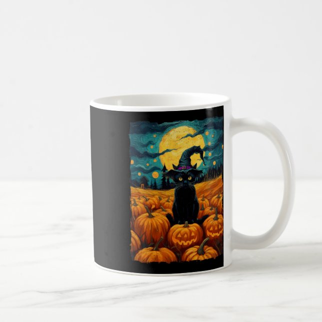 Taza De Café Halloween Black Cat Van Gogh Witch Kawaii Pumpkin (Derecha)