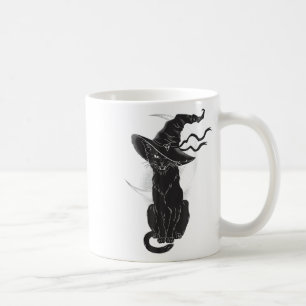 Taza De Café Halloween Black Cat Witch Gorra Moon