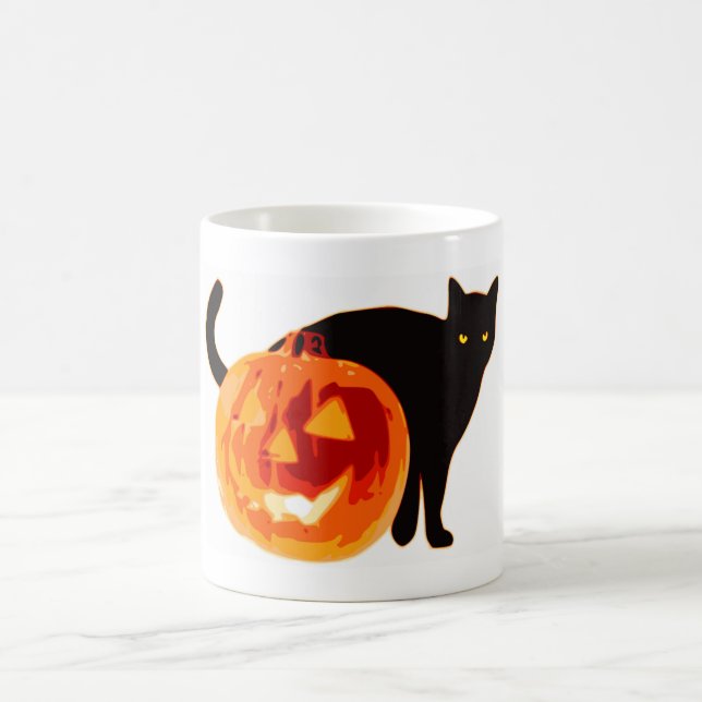 TAZA DE CAFÉ HALLOWEEN BLACK CAT Y PUMPKIN (Centro)