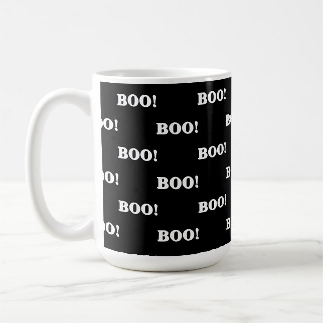 Taza De Café Halloween Boo Blanco Negro (Izquierda)
