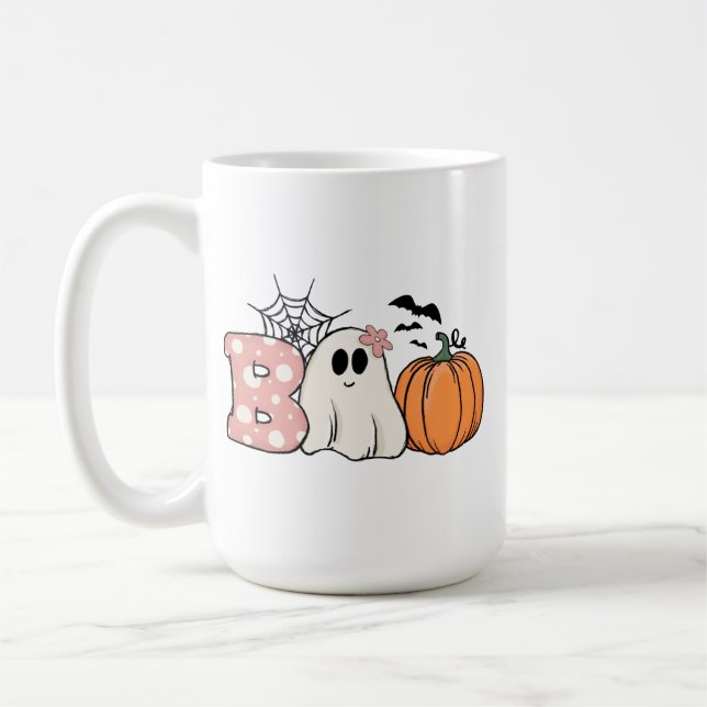 Taza De Café Halloween Boo Ghost Pumpkin Bats Cobweb (Izquierda)