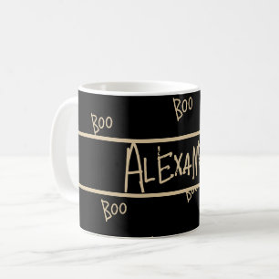 Taza De Café Halloween boo personalizado negro y dorado