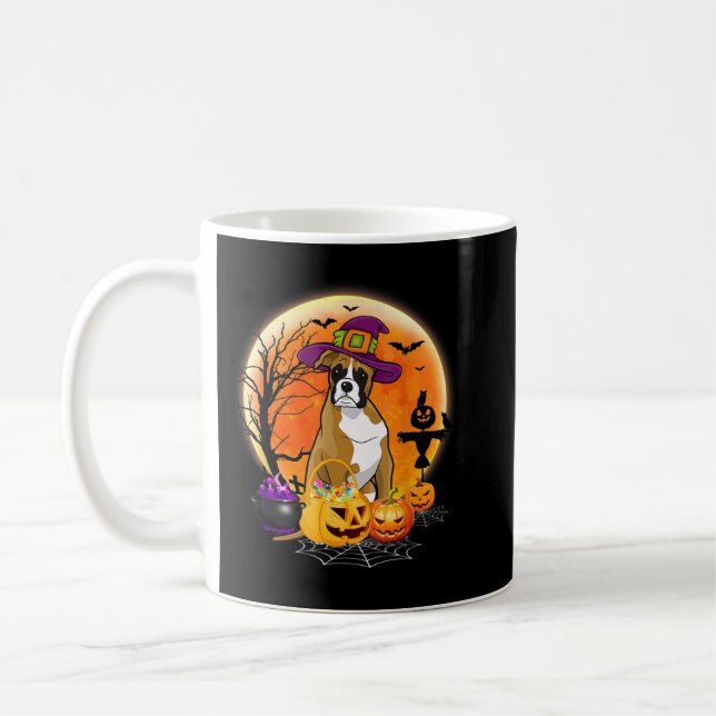 Taza De Café Halloween Boxer Dog Moon with Pumpkin Funny Gifts (Izquierda)
