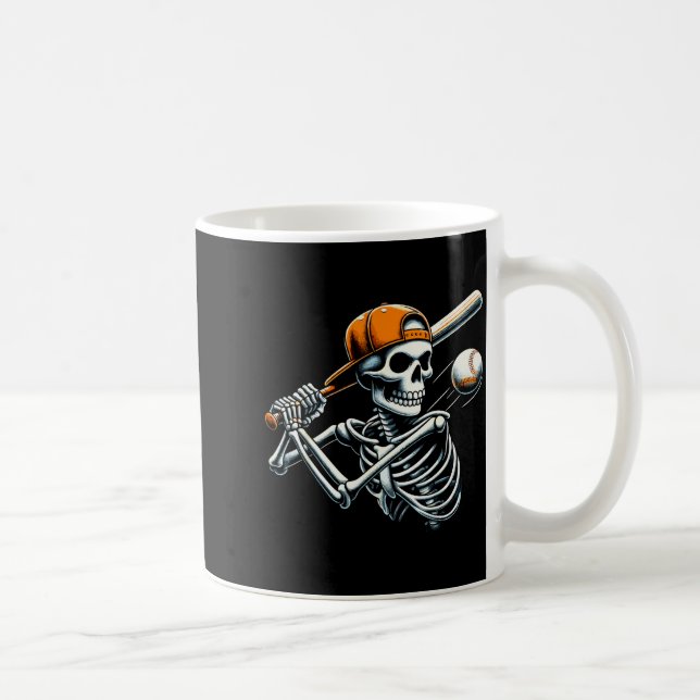 Taza De Café Halloween Boys Batting Skeleton Baseball  (Derecha)