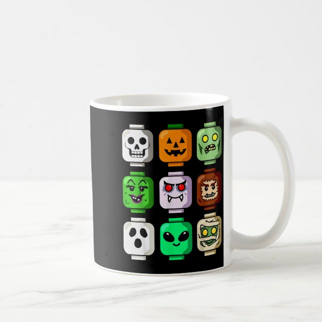 Taza De Café Halloween Building Brick Head Pumpkin Ghost Zombie (Derecha)
