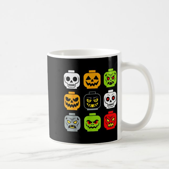 Taza De Café Halloween Building Brick Head Shirt Adult Men Kids (Derecha)