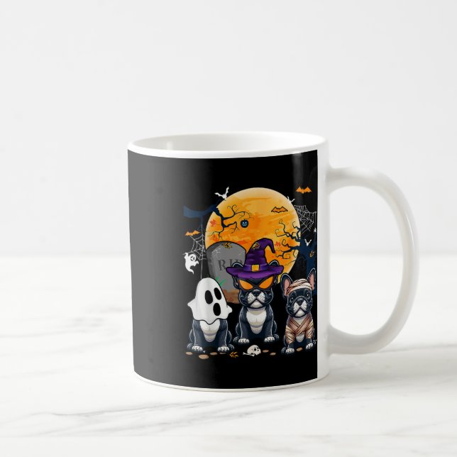 Taza De Café Halloween Bulldoges franceses Cosplay Witch Ghost  (Derecha)