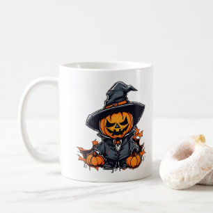 Taza De Café Halloween Calabaza Escarecrow Adorable Fall Decour