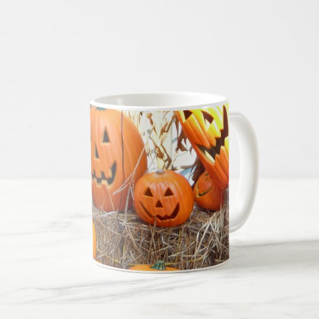 Taza De Café Halloween calabazas de calabazas de naranja de lin (Anverso derecho)