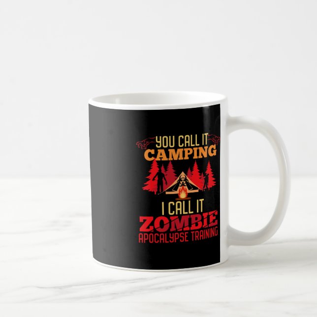 Taza De Café Halloween Camping Zombie Apocalypse Training Fun (Derecha)