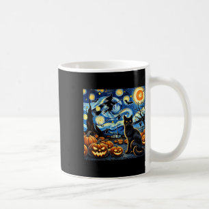 Taza De Café Halloween Cat Van Gogh Starry Night Witch Byum