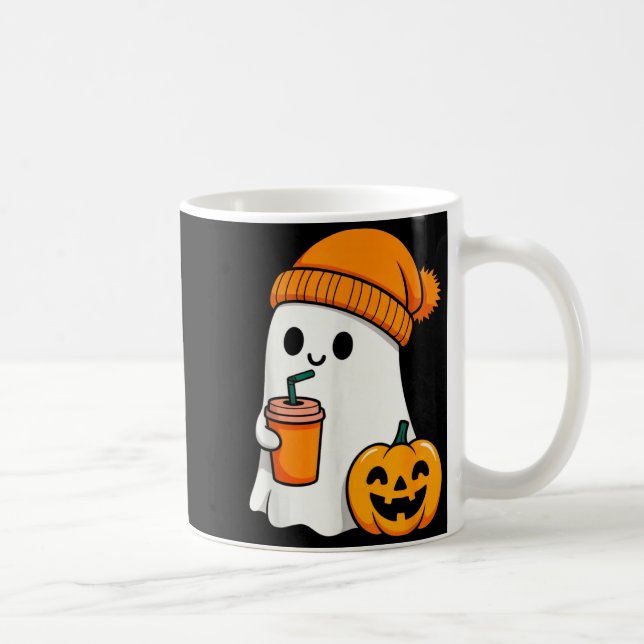 Taza De Café Halloween Costume Ghost Drinking Pumpkin Men Women (Derecha)