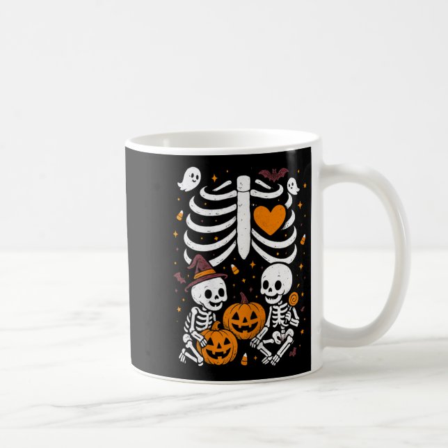 Taza De Café Halloween Costume Pregnant Woman Twins Pumpkin Rib (Derecha)