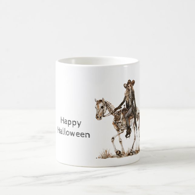 Taza De Café Halloween Cowgirl Western Horse Skeleton (Centro)