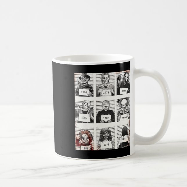 Taza De Café Halloween Creepé Legends Asesino Mugshots Fa de ho (Derecha)