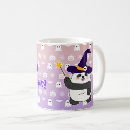 Taza De Café Halloween Curte Baby Panda Witch Magic Wand
