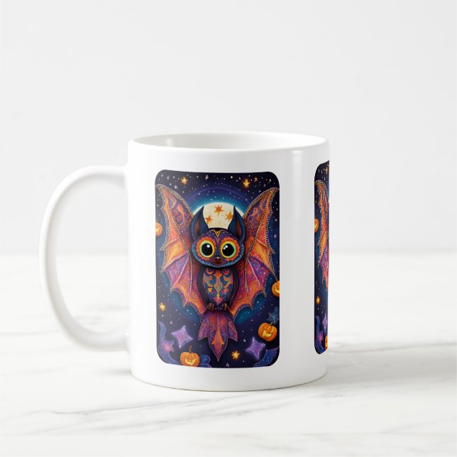 Taza De Café Halloween Cute Bat Alebrije (Izquierda)