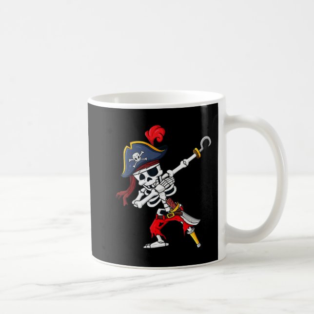 Taza De Café Halloween Dabbing Pirate Skeleton Fun (Derecha)