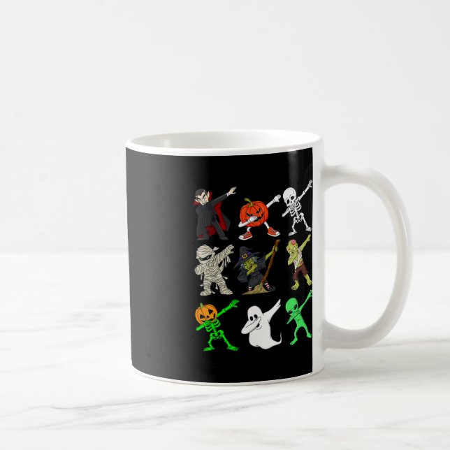Taza De Café Halloween Dabbing Vampiros Brujas y monstruos niño (Derecha)