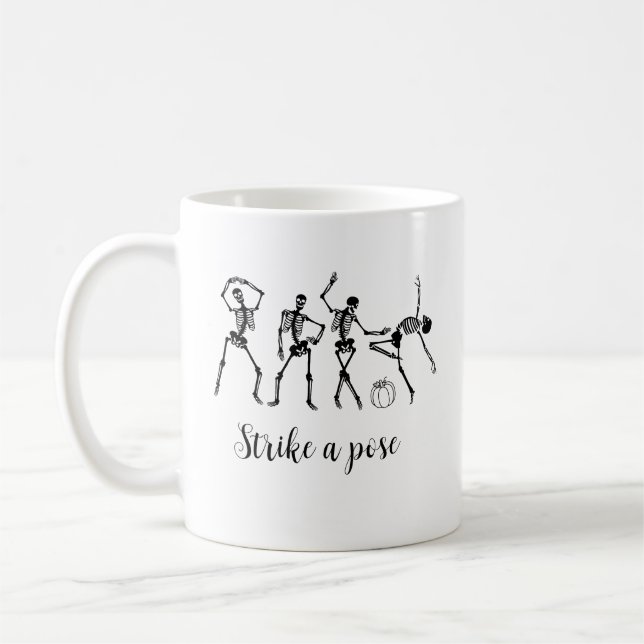 Taza De Café Halloween Dancing Skeleton Personalizar Funny Text (Izquierda)