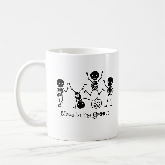 Taza De Café Halloween Dancing Skeleton Se Muda Al Surco (Izquierda)