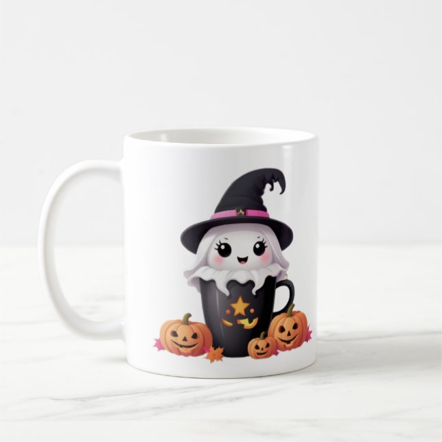 Taza De Café halloween de bebé lindo con gorra mug (Izquierda)