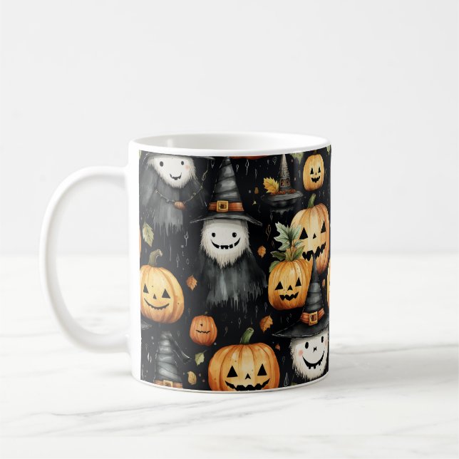 Taza De Café Halloween de calabazas y monstruos (Izquierda)