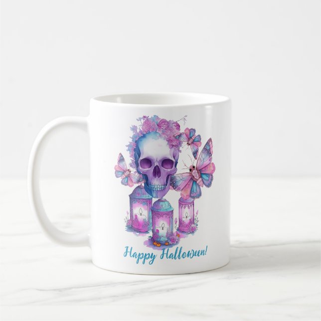 Taza De Café Halloween de calaveras y polillas (Izquierda)