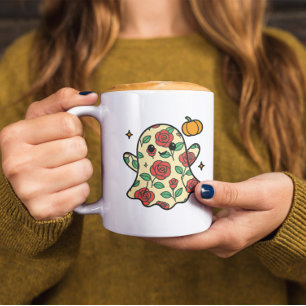 Taza De Café Halloween de estampado floral y calabaza