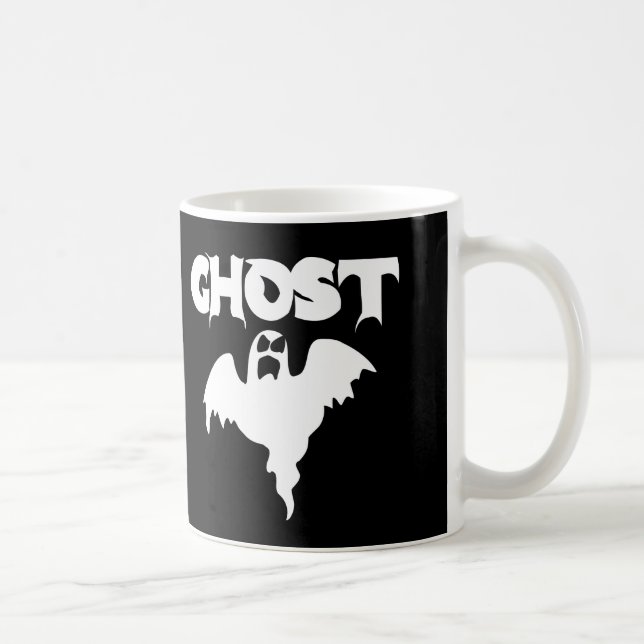 Taza De Café Halloween De Fantasma Blanco Y Negro (Derecha)